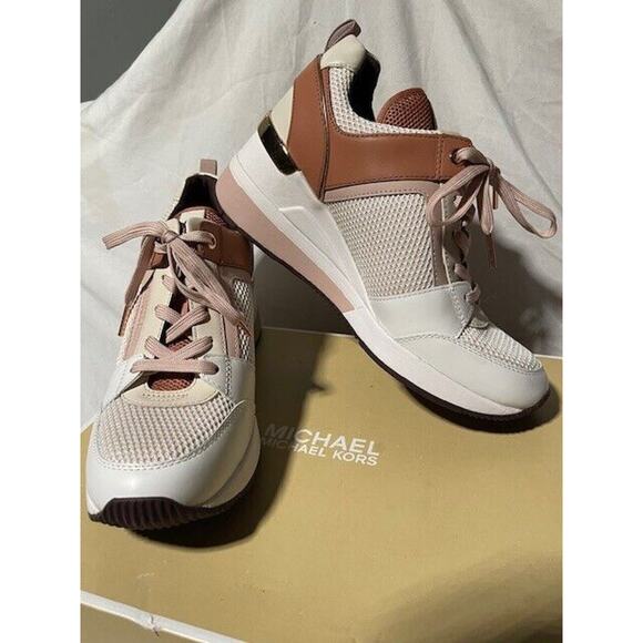 MICHAEL KORS Sneaker Women’s 7.5M Georgie Trainer Athletic Shoe Pink NEW - Picture 1 of 16